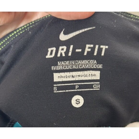 Nike Pro Dri Fit Workout Running Capri Cropped Leggings Pants Blue Size Small - Picture 9 of 10